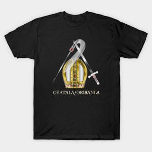 Orisha Obatala Papal Hat Silver Sword and Whisk T-Shirt